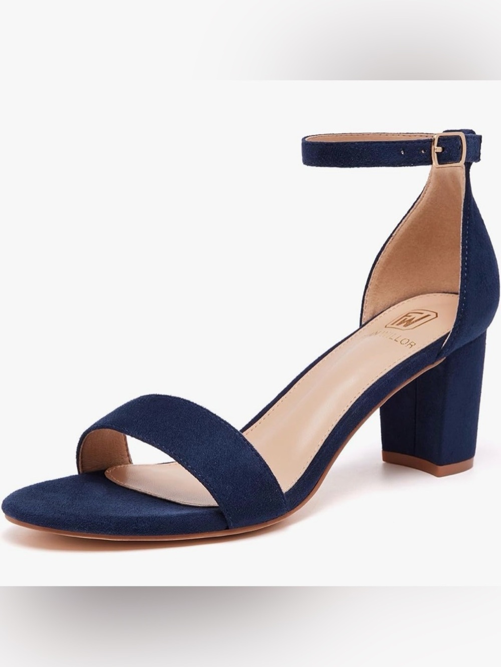 NWT FRAN WILLOR Low Chunky Short Heels Ankle Strap Block Heels, 7,5
